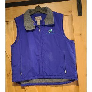LL Bean Men’s Fleece Lined Full Zip Vest Purple 0WY07 Size XL Bangor Hydro Logo